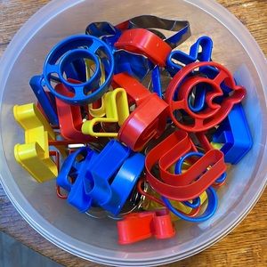 36 cookie cutters in Tupperware storage container BUNDLE
